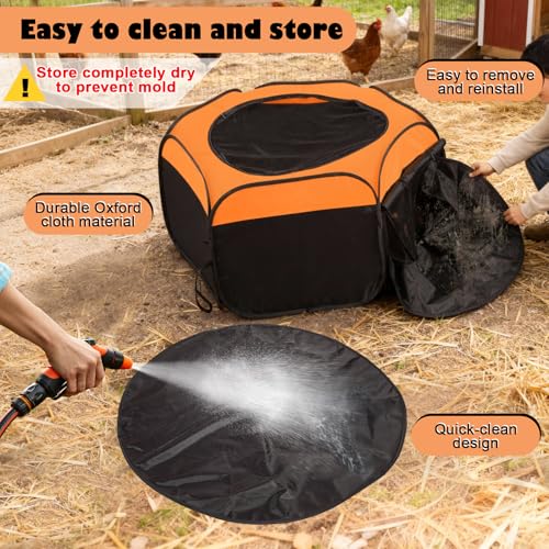 Brooder Box for Chicks, Pop-Up Chicken Brooder Playpen with Dual Doors, Mesh Top Cover & Waterproof Mat, Portable Chick Enclosure for Baby Chicks, Ducks & Quail, Holds Up to 15 Chicks