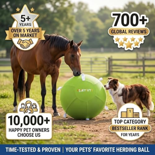 25Inch Herding Ball with Straps and Heavy Duty Cover, Green Dog Toy Ball for Large Breeds, German Shepherd, Pitbull, Horse Toys, Giant Play Ball for Aggressive Chewers