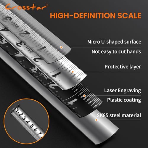 Crosstar 2 Pack 25FT Magnetic Self-Locking Stainless Steel Tape Measure, Double-Sided Scale, Waterproof & Rustproof Retractable Measuring Tape with Hollow Design for Home, Industrial, Woodworking - size: 25 ft (2 Pack)