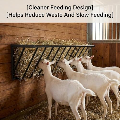 Hay Feeder, 67 Gallon Heavy Duty Carbon Steel Hay Rack, Wall Mounted Goat Feeder with Elevated Feeding Structure for Sanitary Use, Ideal for Livestock in Horse Stall Barn Indoor Outdoor Farm Settings