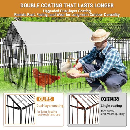 Chicken Coop 87"×40" Metal Portable Black Duck Coops Enclosure with Waterproof Cover Chickens Cage Runs for Yard Outdoor Backyard Farm Duck Pen Chicken Tractor for Rabbit, Dog, Cat,Small Animal