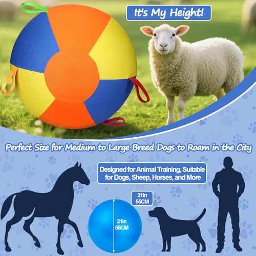 Heavy Duty Herding Ball for Dogs Horses Sheep, Inflatable Interactive Play Toy, Durable Training Exercise Ball for Pets Outdoor Activity (M:45CM) - size: M:45CM