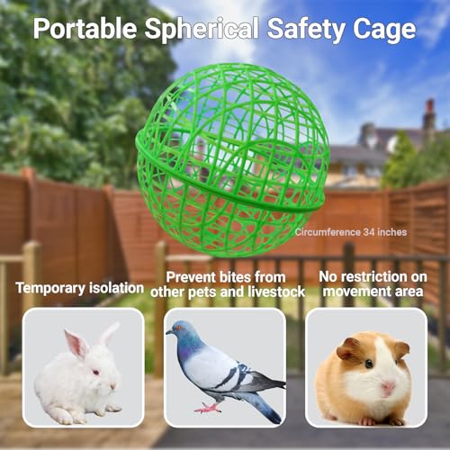11" Ball-Shaped Movable Pigeon Chick Coop, Little Rabbit Duck Guinea Pig Safe Walking Net,Preventing Dog Bites, Predation by Eagles Wolves Cats Eagles, Pet Safety Cage - color: Green