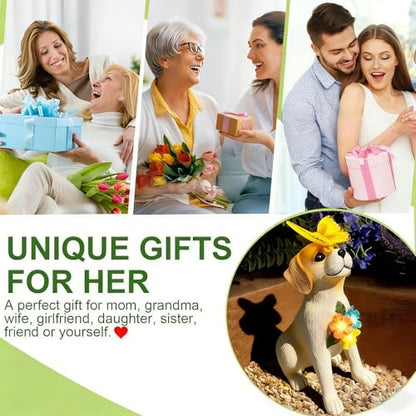 Solar Dog Garden Statues Decor, Outdoor Fairy Dogs Figurines Accessories Decorations with LED Lights Home Patio Balcony Yard Lawn Ornaments, Unique Thanksgiving Gifts for Mom Women Dad Friends - style: butterfly dog