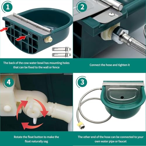 banapoy Automatic Water Bowl, Livestock Waterer with Built in Sensor and Floating Valve for Cattle Dog Goat Sheep, Plastic Outdoor Animal Drinking Bowl