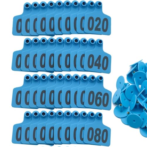 100PCS Cattle Ear Tags Numbered 001-100/-/901-1000, Plastic Livestock Animal Ear Tag for Cows Goats Sheep Pigs Animal Identification Earring Tagger Blue 901-1000 - color: Blue, size: 901-1000