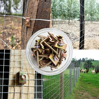 100Pcs Fence Staples, Reusable Wire Fence Staples Fasteners for Mesh and Woven Fencing, Reuse Fence Nails Screws for Chicken Wire Fencing, Faster and Easier for Repairing Wire Fence - size: 2in-100pcs