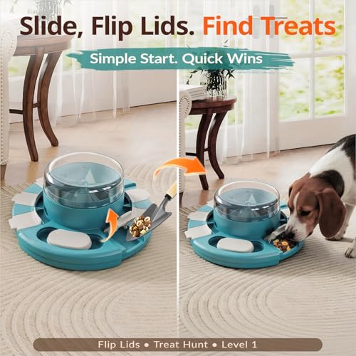 KADTC 2 Level-in-1 Dog Puzzle Toy, Slow Feeder & Enrichment Toy for Dogs | Press-to-release mental stimulation toy that burns energy, fights boredom, and keeps food-motivated dogs focused at mealtime. - color: Matisse green