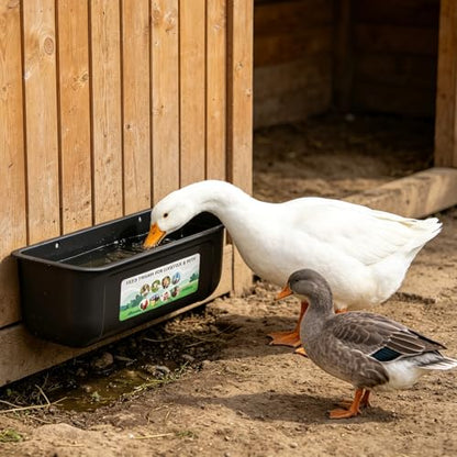 Chicken Feeder Trough, Hanging Fence Feed Trough for Livestock Poultry, Chicken Feeder Waterer Bucket for Goat Sheep Deer Poultry Duck Gooses（ 2 * 2.7 Quart ） - color: Black