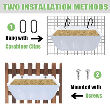 Hanging Chicken Feeder Trough, 4 Pack Fence Feed Feeder for Goat Sheep Deer Poultry Duck Livestock Feeding Container Goats Supplies Feeders Waterer Bucket
