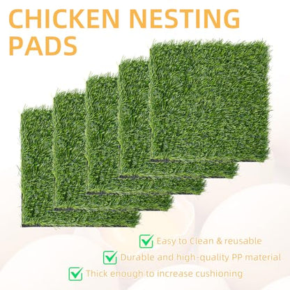 20Pcs Chickens Nesting Pads Set, Washable Artificial Grass Nesting Pads, Reusable Laying Eggs Bedding for Chickens Coop, 12 x 12 x 1.2 Inches(Green) - color: Green