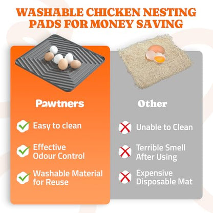 Pawtners Chicken Nesting Pads for Coop Bedding, Washable Nesting Box Liners for Chicken Laying Boxes, 12"x 12", 6 Pack - color: Grey - 6Pack