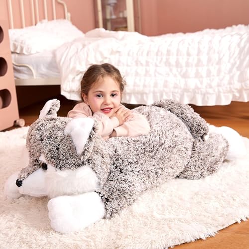 IKASA Giant Wolf Stuffed Animal Plush Toy, 30 Inches Big Soft Toys for Kids Girls Boys Girlfriend - style: Wolf