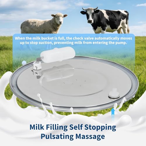 2-in-1 Electric Cow & Goat Milking Machine, Portable Milker with 0.8 gal Food-Grade Stainless Steel Bucket, 4 Teat Cups, 5200 MAh Rechargeable Battery & Pulsation Vacuum Pump