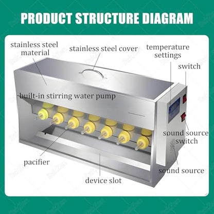 Pig Milk Feeder,Automatic Pig Milk Feeding Machine,Thickened Stainless Steel Piglet Feeder, Large Capacity Milk Box,with 10/14 Nipples 10pacifiers - size: 10pacifiers