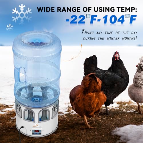 5 Gallon Chicken Waterer for Winter | Heated Chicken Waterer, Temperature Controlling for Ducks, Geese