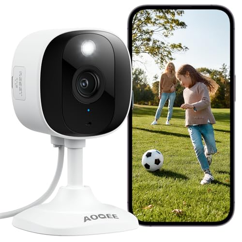 AOQEE 2K Cameras for Home Security-Outdoor/Indoor Camera for Dog/Cat/Pet/Nanny/Baby/Elderly, Color Night Vision, White Light, Siren, 24/7 SD Recordings, Works with Alexa, Plug in (C1-White-1pack-2.4G) - style: C1-White-1pack-2.4G