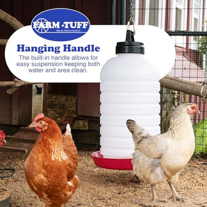 FARM-TUFF Hanging Chicken Waterer, 7 Gallon Capacity - Durable BPA-Free Plastic Poultry Fountain with Top Fill Design - Automatic Water Dispenser for Chickens, Ducks, Turkeys & Game Birds
