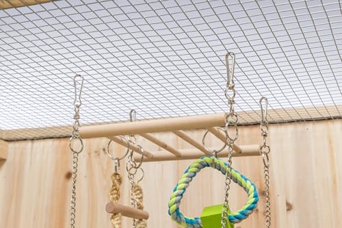 Trixie Small Animal Suspension Bridge, Hanging Cage Accessory with Hammock and Climbing Toys - Ladder and Ring, Ideal for Rats, Ferrets, Guinea Pigs, Mice - color: Blue