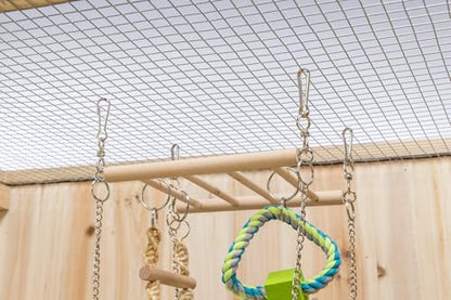 Trixie Small Animal Suspension Bridge, Hanging Cage Accessory with Hammock and Climbing Toys - Ladder and Ring, Ideal for Rats, Ferrets, Guinea Pigs, Mice - color: Blue