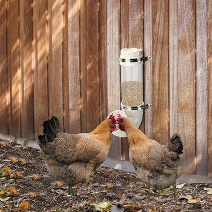 EBaokuup Visible Automatic Chicken Feeder-17 Inch PVC Pipe Poultry Feeders No Waste-Large Hanging Gravity Chicken Feeder for Coop Ducks Turkeys Geese(5.6 Pound)