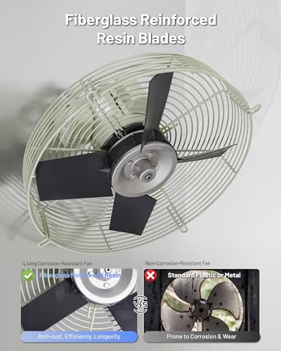 iLiving 16-Inch Corrosion Resistance Shutter Exhaust Fan, Single Speed - style: Corrosion-Resistance