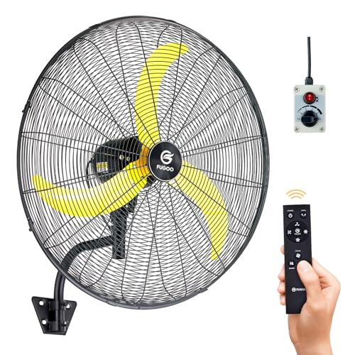 FUGOO 30'' Oscillating Wall Mounted Fan With Remote Control,BLDC Motor, Large air flow range From 3200CFM to 8800CFM, 4-Speed Heavy Duty Industrial Wall Fan for Factory, Commercial, Garage, Warehouse - size: 30-inch +R