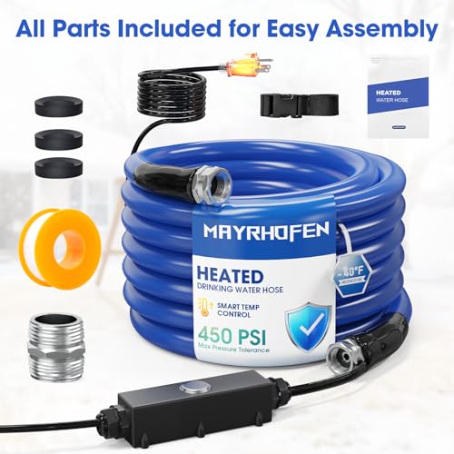 Heated Water Hose for RV 75ft,With Energy-Saving Thermostat, –40°F Freeze-Protection Drinking Water Hose, Lead-Free & BPA-Free, Heavy-Duty Heated Garden/Camper Hose with Adapter - color: With Temperature Switch, size: 75ft