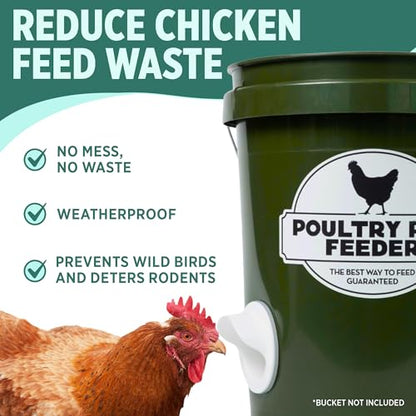 The Original Poultry Pro DIY Chicken Feeder Kit - As seen on Shark Tank, 3 Ports, Waterproof Seal Bushings & Hole Saw, Poultry Feed, Use for Buckets, Barrels, Bins & Troughs (Bucket Not Included) - style: Original Feeder 3 Pack
