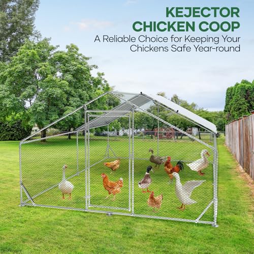 Large Chicken Coop Metal Chicken Runs for Yard 20x10x6.56 FT Chicken Coop with Cover jaulas para gallinas Heavy Duty Chicken Cage Duck Coop Lockable Door with Waterproof and Anti-UV Cover