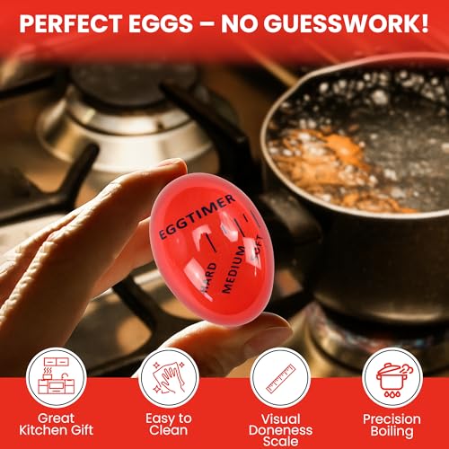 Iconikal Egg Timer 2-Pack, BPA Free Color Changing for Soft or Hard Boiled Eggs - color: Red