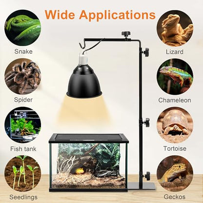 Simple Deluxe Reptile Lamp Stand, Adjustable 15"-36" Floor Light Holder Stand Metal Bracket for Reptile Glass Terrarium Heating Light, L: 36.6 x 14.6 inch, Black - style: Lamp Stand L