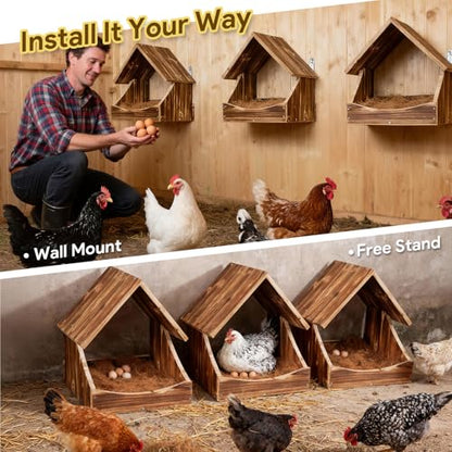 Chicken Nesting Boxes, 2 Pack Wall-Mounted Wooden Nesting Box, Specialized for Chicken Coops, Features a Cozy & Private Laying Space, Suitable for Chickens, Ducks and Other Poultry - color: 2 Pack