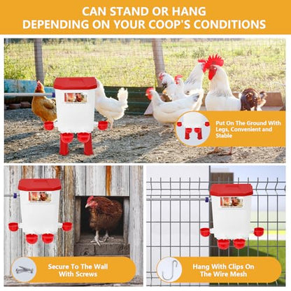 Lilyang Automatic Chicken Waterer| Float-Control Auto Waterer, Hanging/Standing Design, Connect to 3/4'' Faucet & Hose, Effortless Hydration Solution for Backyard Coop & Small Farm (Red) - color: Red