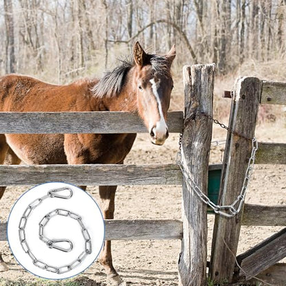 lasuroa Gate Chain Lock, 20 Inch Stainless Steel Gate Link Chain Lock with Both-Ended Carabiners Chain Link Gate Latches for Outdoor Fences, Pet Cages, Dog Horse Goat Cow Corral Supplies