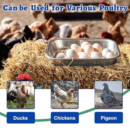 Chicken Nesting Box, 3 Pcs Stainless Steel Chicken Egg Laying Nest Boxes Tray, ChickensNesting Box Pan for Chickens and Poultry to Collect Eggs, Hens, Chickens Coop Box, Easy to Clean