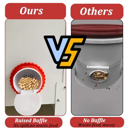 2 in 1 Metal Large Chicken Feeder and Waterer Set 35 LB No-Waste Design Automatic Chicken Feeder and Waterer for Outdoor Coops with 4 Feeding Ports and 5 Water Cups
