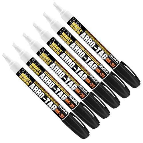 IM-31 Ink-Tag Marker for Polyurethane Ear Tags, 4.0mm Chisel Tip, Valve Action, Fade & Weather Resistant, 10ml Ink, Made in USA – Black 6 Pack