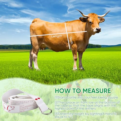 Konohan Cattle Measuring Tape for Height and Weight Multifunctional Cattle Weight Tape Portable PVC Weight Measure for Cows, 8.2 Feet Long - style: Cattle