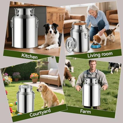 Newget 13lb Stainless Steel Dog Food Storage Container, Metal Pet Storage Container with Airtight Hangable Lid to Keep Food Fresh, Large Cat Food Storage Container with Scoop to Easily Clean - size: 13 lb