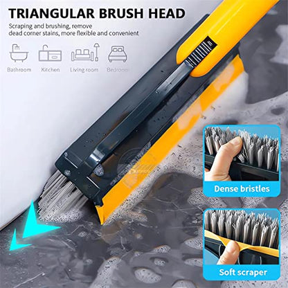2 in 1 Cleaning Scrub Brush with Long Handle Heavy Duty - 2023 New Shower Powerful Brush and Scraper 2-in-1 Cleaning Tool with Soft Scraper Squeegee, V-Shaped Bristles Scrubber Deck Brush (Green) - color: Green