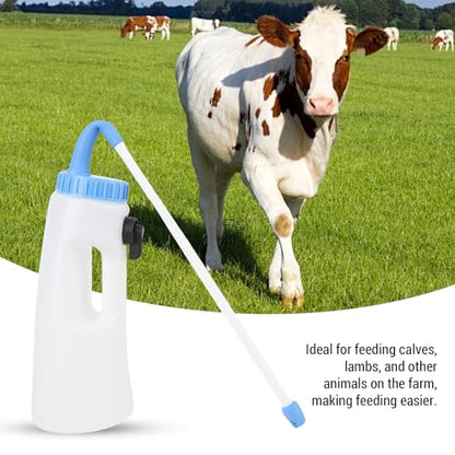Naroote Calf Milk Bottle, Feeding Colostrum Immune System, 2.5L Farm Animal Nursing Bottle with Control Valve, Biteproof Food Grade Plastic, Ergonomic Handle for Calves & Lambs