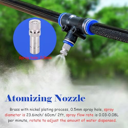 Adjustable Misting Water Irrigation Kit – 32.8ft Cooling System for Livestock & Plants, Efficient Watering Solution for Cattle, Chickens & Pigs (10m)