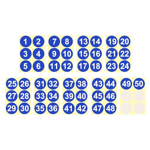 PATIKIL 1 to 50 Number Stickers 4 Inch, Consecutive Vinyl Round Labels Self-Adhesive Dot Colored Decals for Inventory Classification Storage Box Organizing, Blue - color: Blue, size: 4 Inch