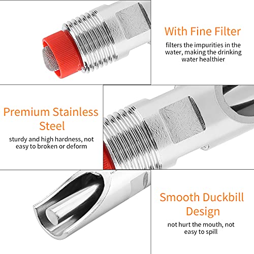 5Pcs Stainless Steel Automatic Nipple Drinker Feeder,Waterer RedDuckbilled for Sows Piglets