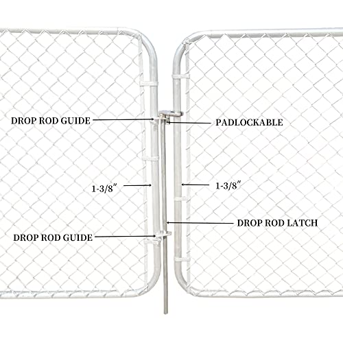 HITTITE 36" Chain Link Drop Rod for Double Gate, Pull Style Chain Link Fence Gate Latch for 1-3/8" Frame, Heavy Duty Drop Bolt Ground Latch for Metal Gates