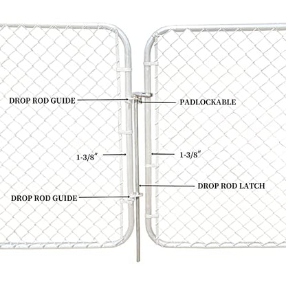 HITTITE 36" Chain Link Drop Rod for Double Gate, Pull Style Chain Link Fence Gate Latch for 1-3/8" Frame, Heavy Duty Drop Bolt Ground Latch for Metal Gates