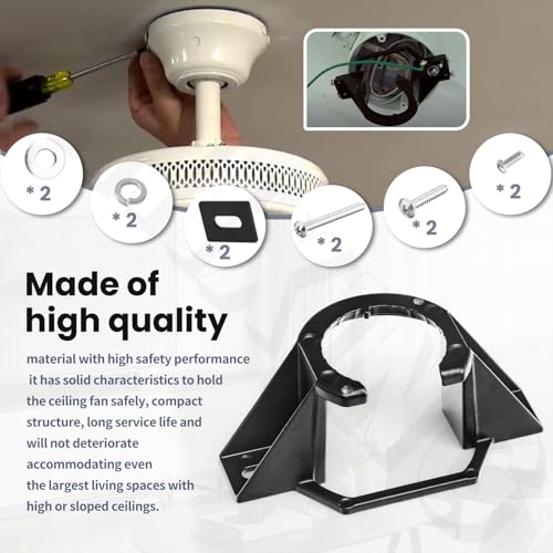 Ceiling Fan Mounting Bracket Mounting Kits Fan Components for Cathedral Canopy Living Room, 77059 Ceiling Fan Parts Black (Without Wire)