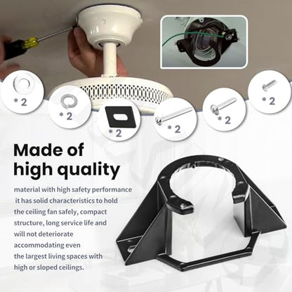 Ceiling Fan Mounting Bracket Mounting Kits Fan Components for Cathedral Canopy Living Room, 77059 Ceiling Fan Parts Black (Without Wire)