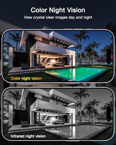 ANRAN 2 Pack Dual-Lens Solar Security Camera Wireless Outdoor - 3MP Fixed Wide-Angle + PTZ 360° View, Home Security Camera with Color Night Vision, 2-Way Talk, PIR Motion Detection, 100% Wire-Free - color: Dual Lens-2 Pack-White